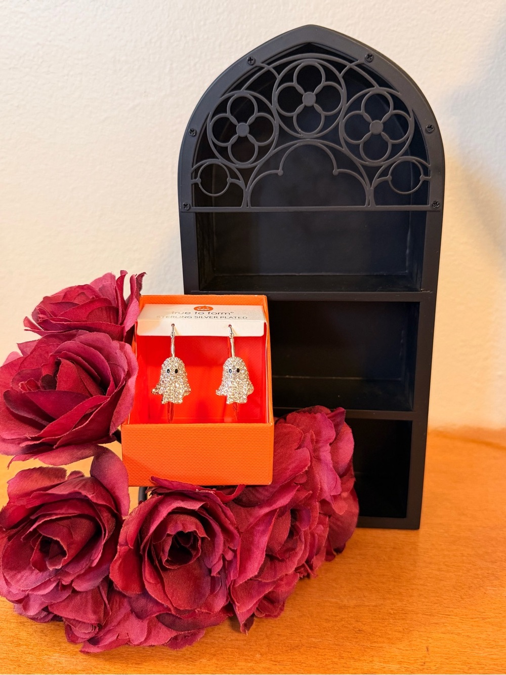 True to Form Sterling Silver Plated Crystal Ghost Earrings 👻